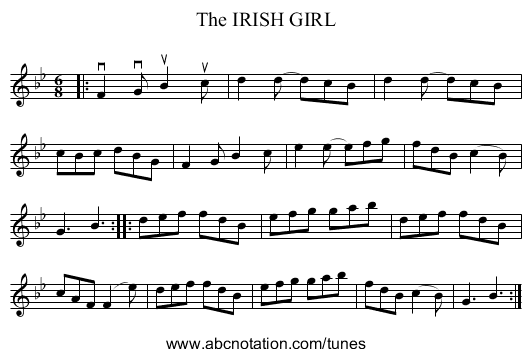 The IRISH GIRL - staff notation