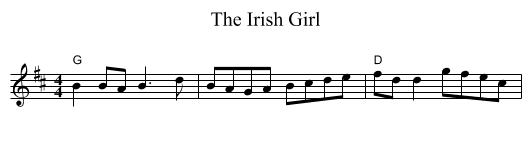 The Irish Girl - staff notation