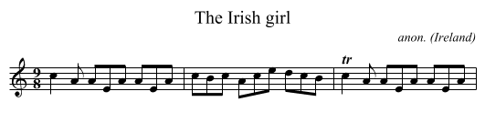 The Irish girl - staff notation