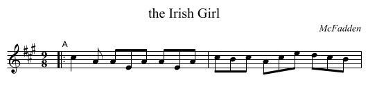 the Irish Girl - staff notation