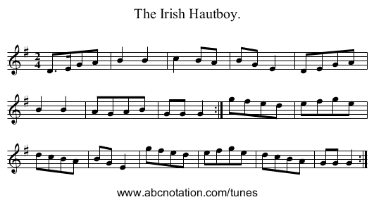 The Irish Hautboy. - staff notation