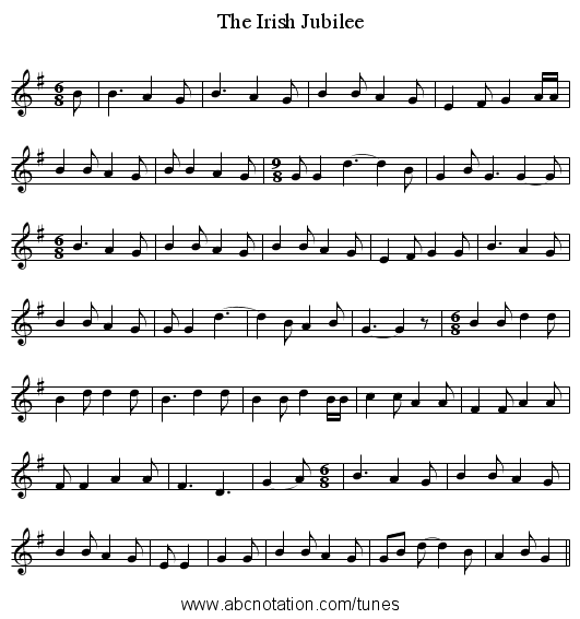 The Irish Jubilee - staff notation