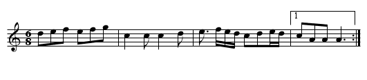 the Irish Lady - staff notation