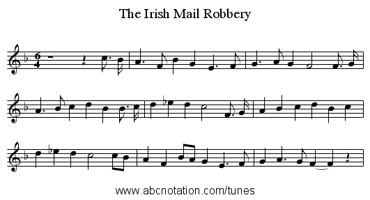 The Irish Mail Robbery - staff notation