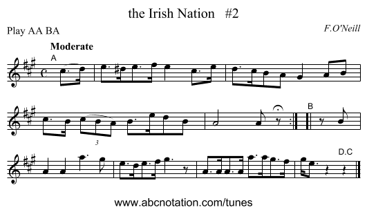 the Irish Nation   #2 - staff notation