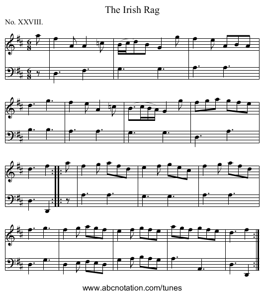 The Irish Rag - staff notation