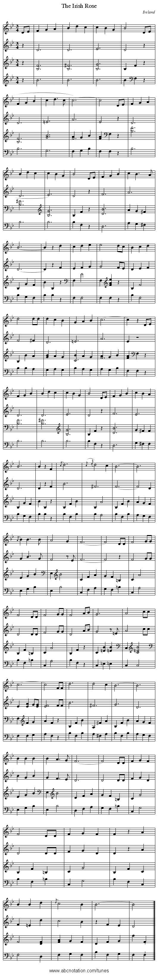 The Irish Rose - staff notation
