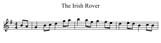 The Irish Rover - staff notation