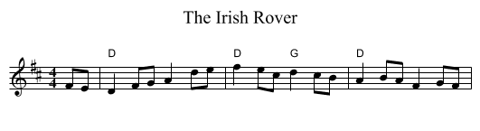 The Irish Rover - staff notation