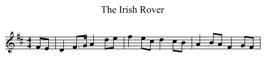 The Irish Rover - staff notation