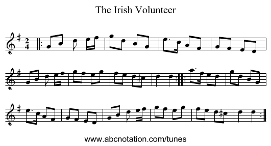 The Irish Volunteer - staff notation