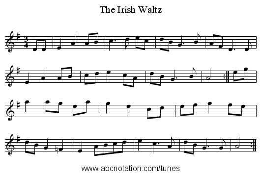 The Irish Waltz - staff notation