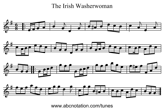 The Irish Washerwoman - staff notation