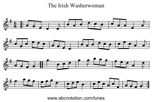The Irish Washerwoman - staff notation