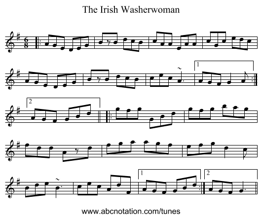 The Irish Washerwoman - staff notation