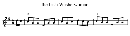the Irish Washerwoman - staff notation