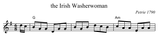 the Irish Washerwoman - staff notation