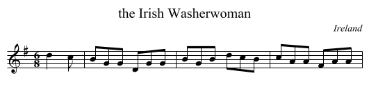 the Irish Washerwoman - staff notation