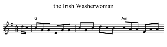 the Irish Washerwoman - staff notation