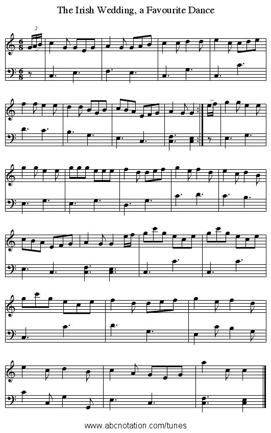 The Irish Wedding, a Favourite Dance - staff notation