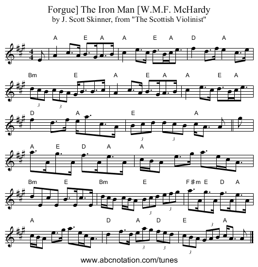 The Iron Man [W.M.F. McHardy, Forgue] - staff notation