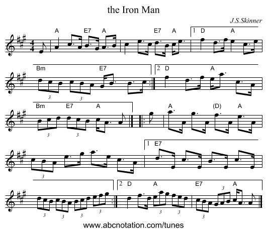 the Iron Man - staff notation
