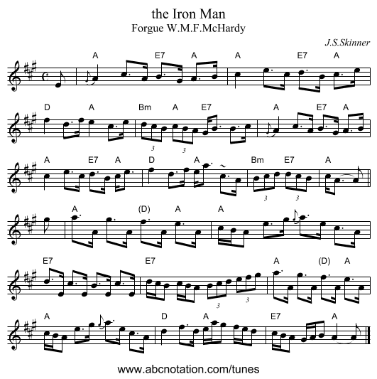 the Iron Man - staff notation
