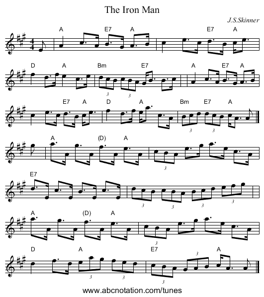 The Iron Man - staff notation