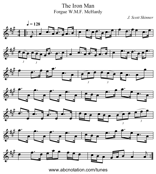 The Iron Man - staff notation