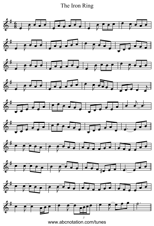 The Iron Ring - staff notation