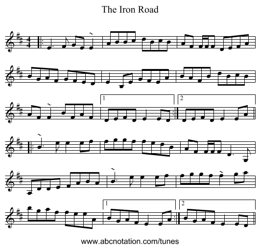The Iron Road - staff notation