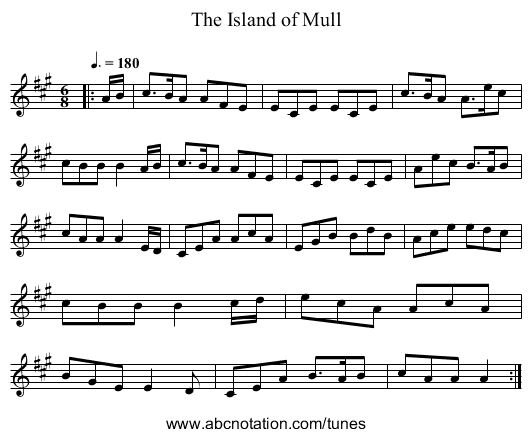 The Island of Mull - staff notation