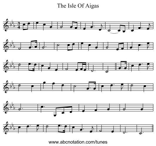 The Isle Of Aigas - staff notation