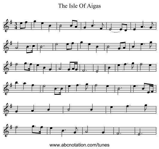 The Isle Of Aigas - staff notation