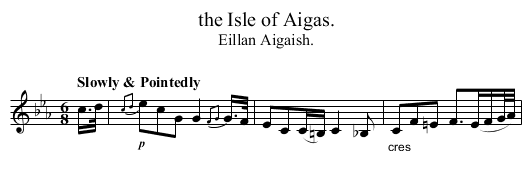 the Isle of Aigas. - staff notation