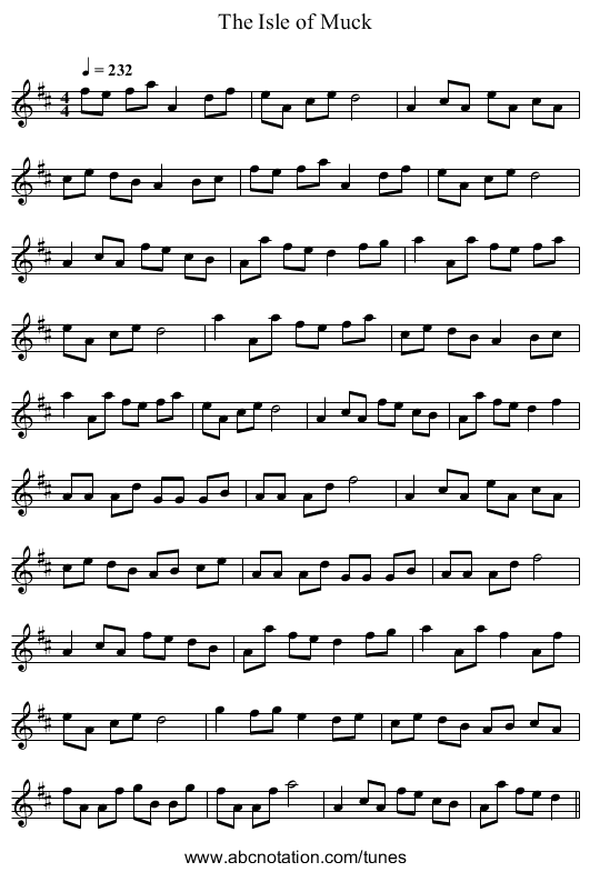 The Isle of Muck - staff notation