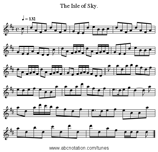 The Isle of Sky. - staff notation