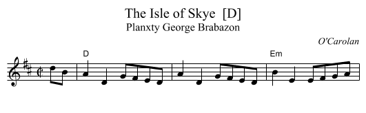 The Isle of Skye  [D] - staff notation