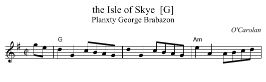 the Isle of Skye  [G] - staff notation