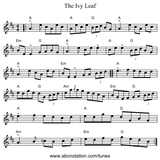 The Ivy Leaf - staff notation