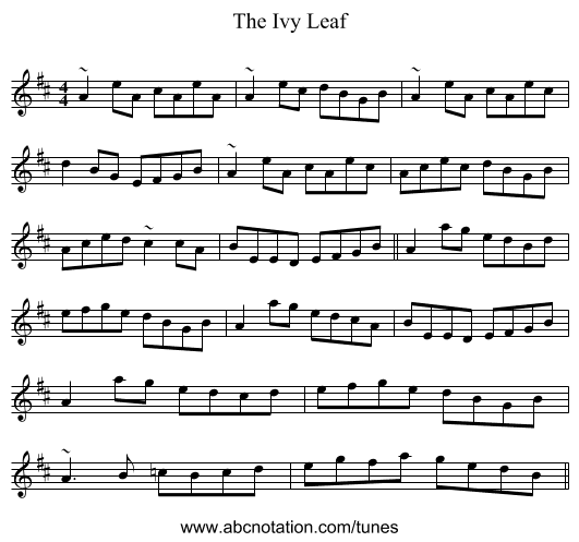 The Ivy Leaf - staff notation