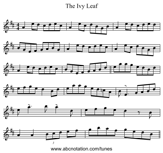 The Ivy Leaf - staff notation