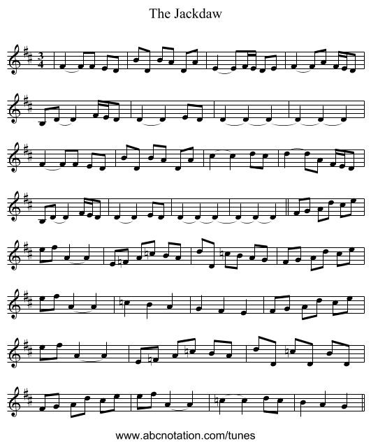 The Jackdaw - staff notation