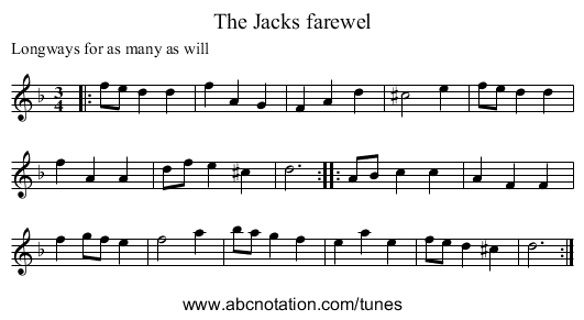 The Jacks farewel - staff notation