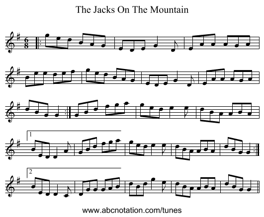 The Jacks On The Mountain - staff notation
