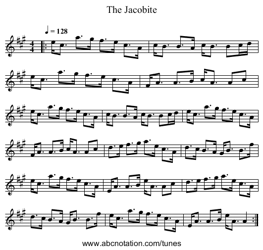 The Jacobite - staff notation