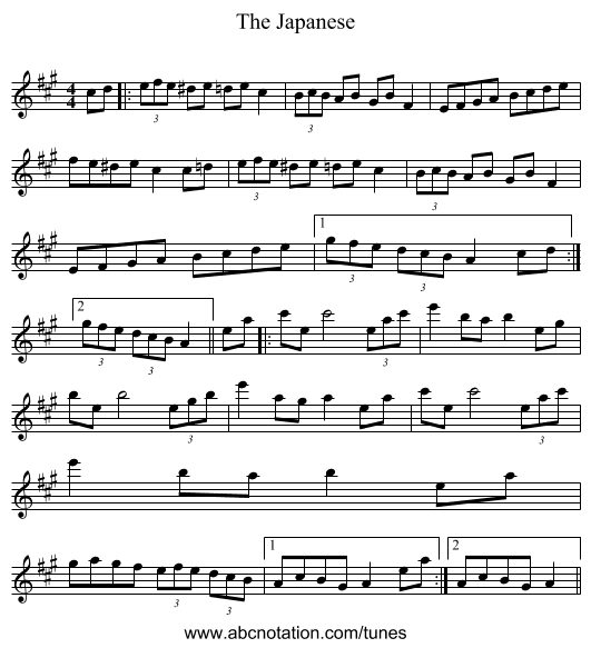 The Japanese - staff notation