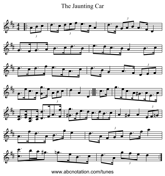 The Jaunting Car - staff notation