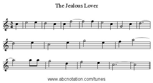 The Jealous Lover - staff notation