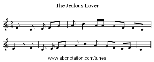 The Jealous Lover - staff notation
